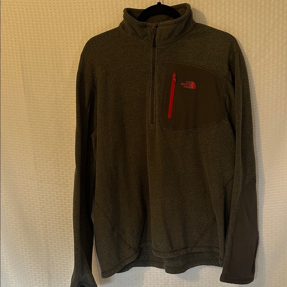 #542 The North Face Men's Zip Up Sweater - gray and Red - Picture 1 of 5